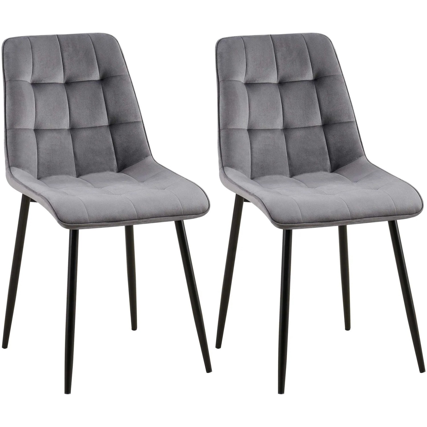 DELUKE 2er Set Esszimmerstuhl DARID Samt Dunkelgrau 47x61x89cm Essstühle Esszimmerstühle Küchenstühle Wohnzimmerstühle