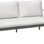Zweisitzer der Loungegruppe Claremont: Stahlgestell in Grün-Grau mit cremeweißen Polstern.