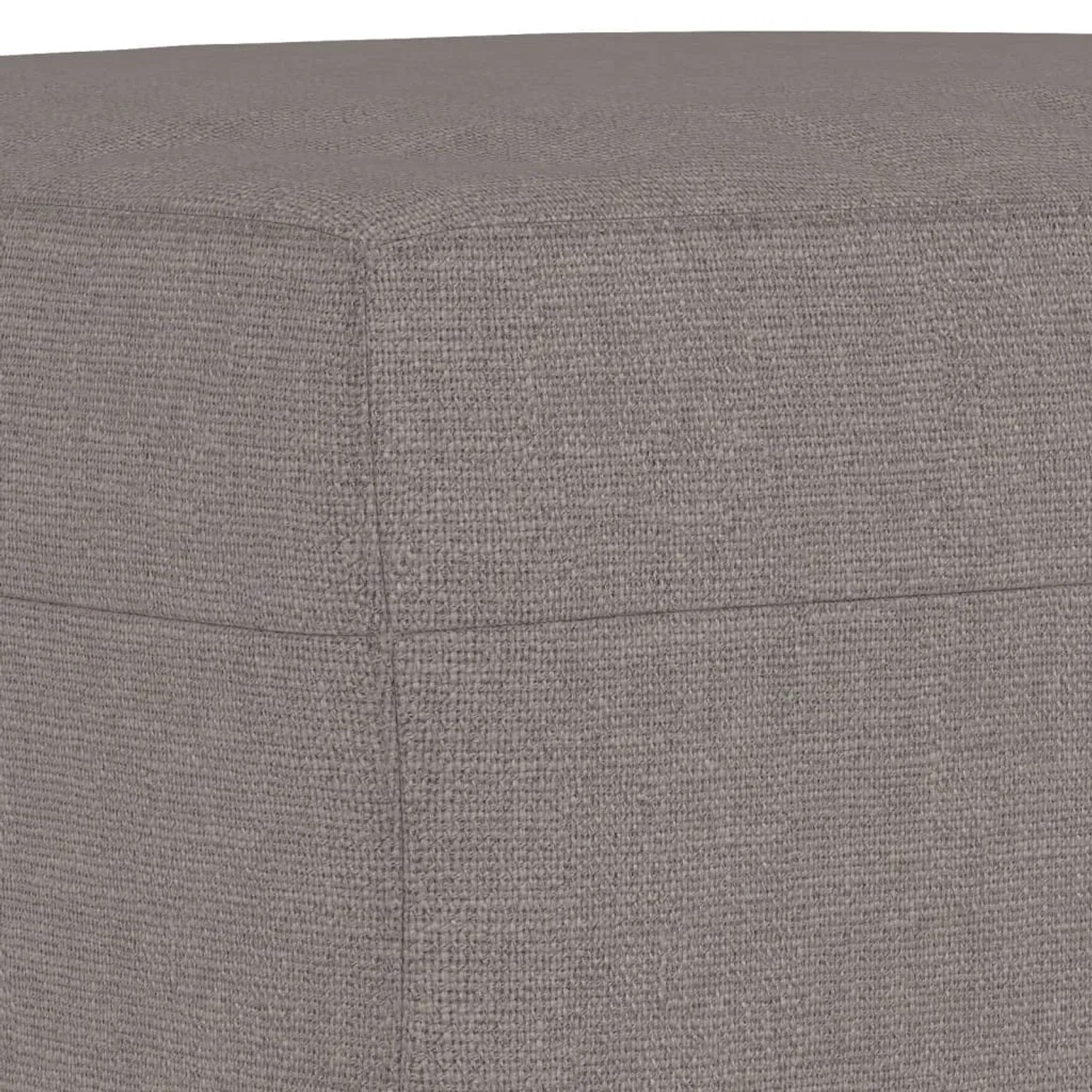 Detailansicht des vidaXL Fußhockers in Taupe, Stoffbezug, quadratische Form.