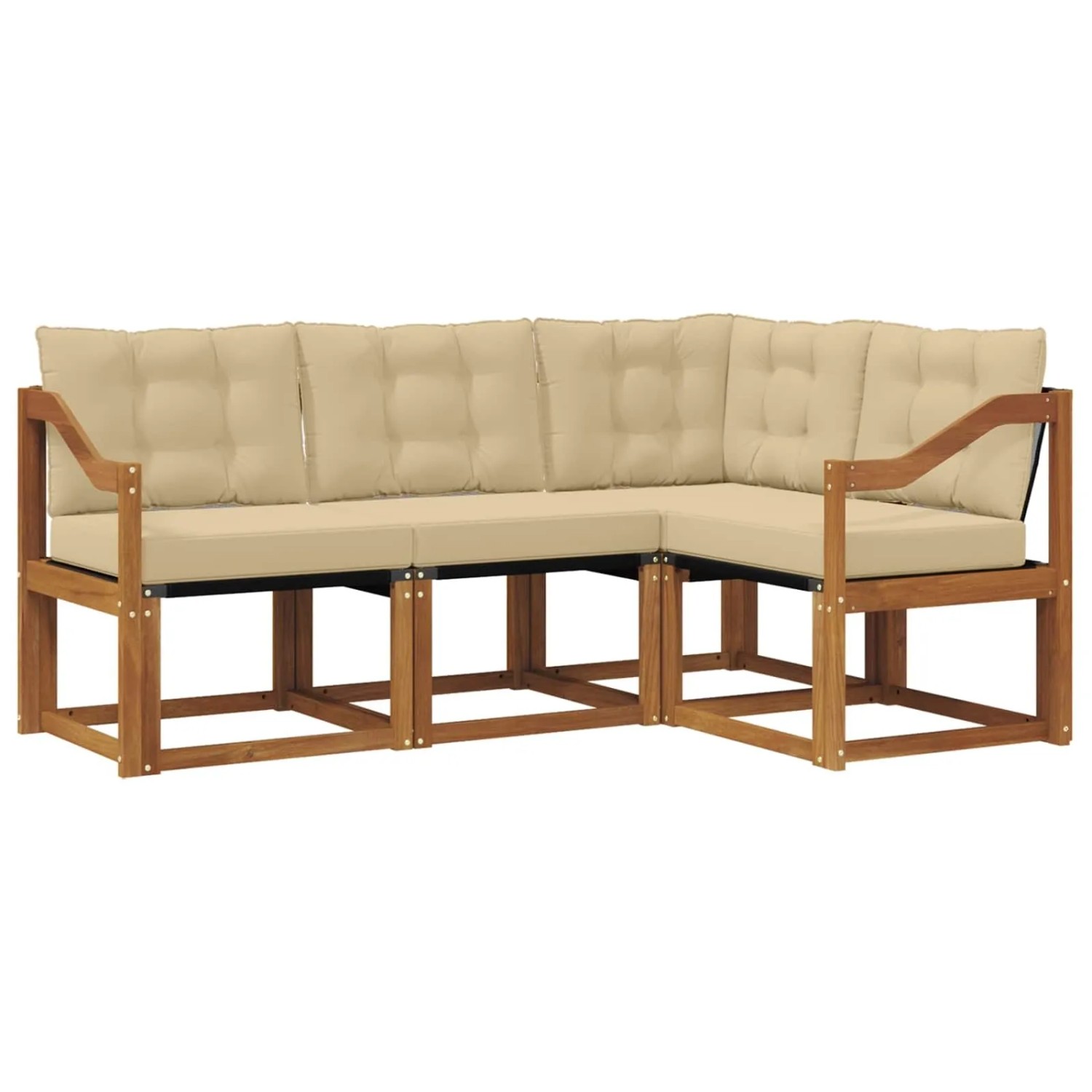 vidaXL Outdoor-Sofagarnitur mit Kissen 4-Tlg Natur und Beige 3368628