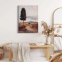 Leinwandbild Landschaft mit Zypresse und Straße im Sonnenuntergang, Wanddeko für Wohnzimmer.