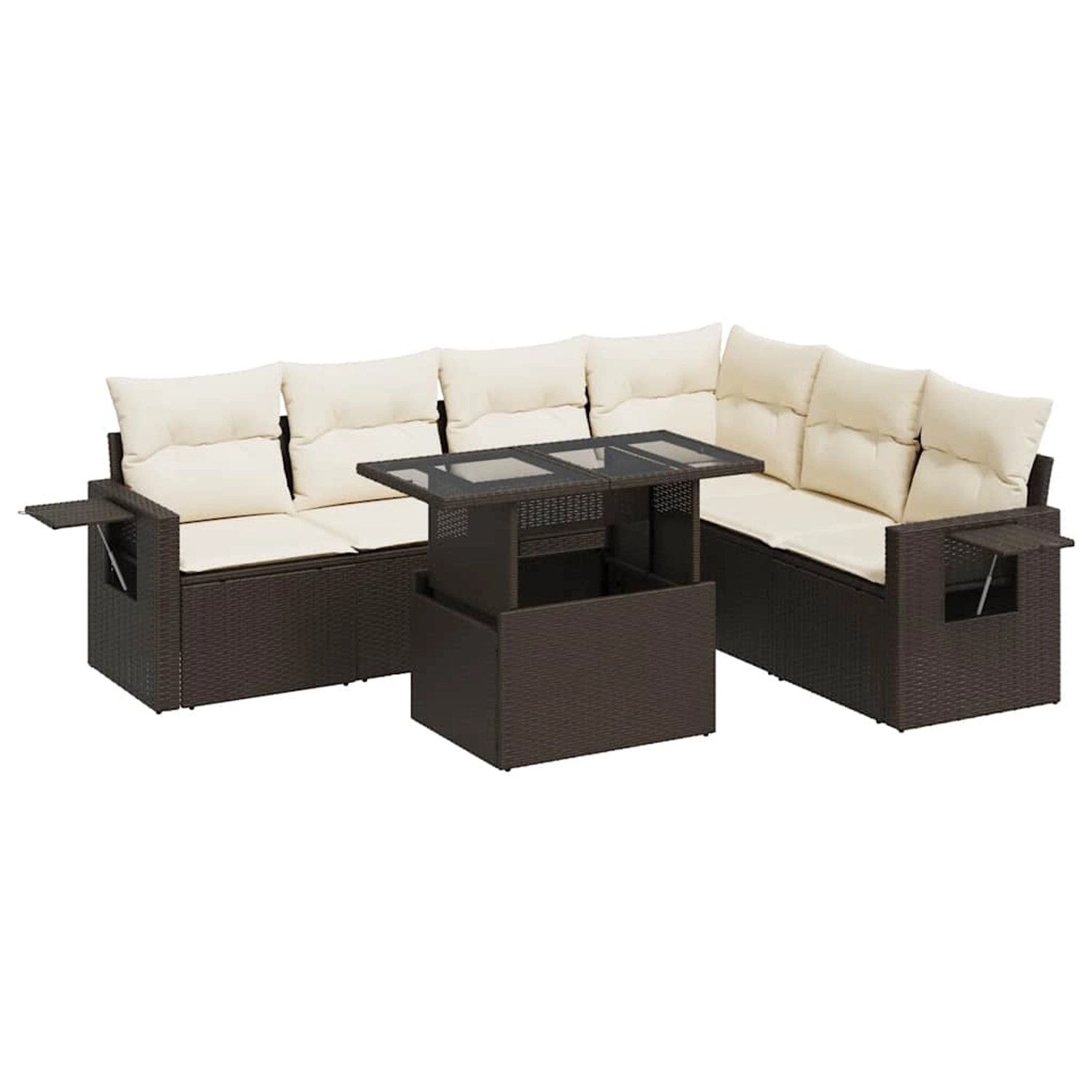 vidaXL 7-Tlg Garten-Sofagarnitur mit Kissen Braun Poly Rattan 3326494 günstig online kaufen