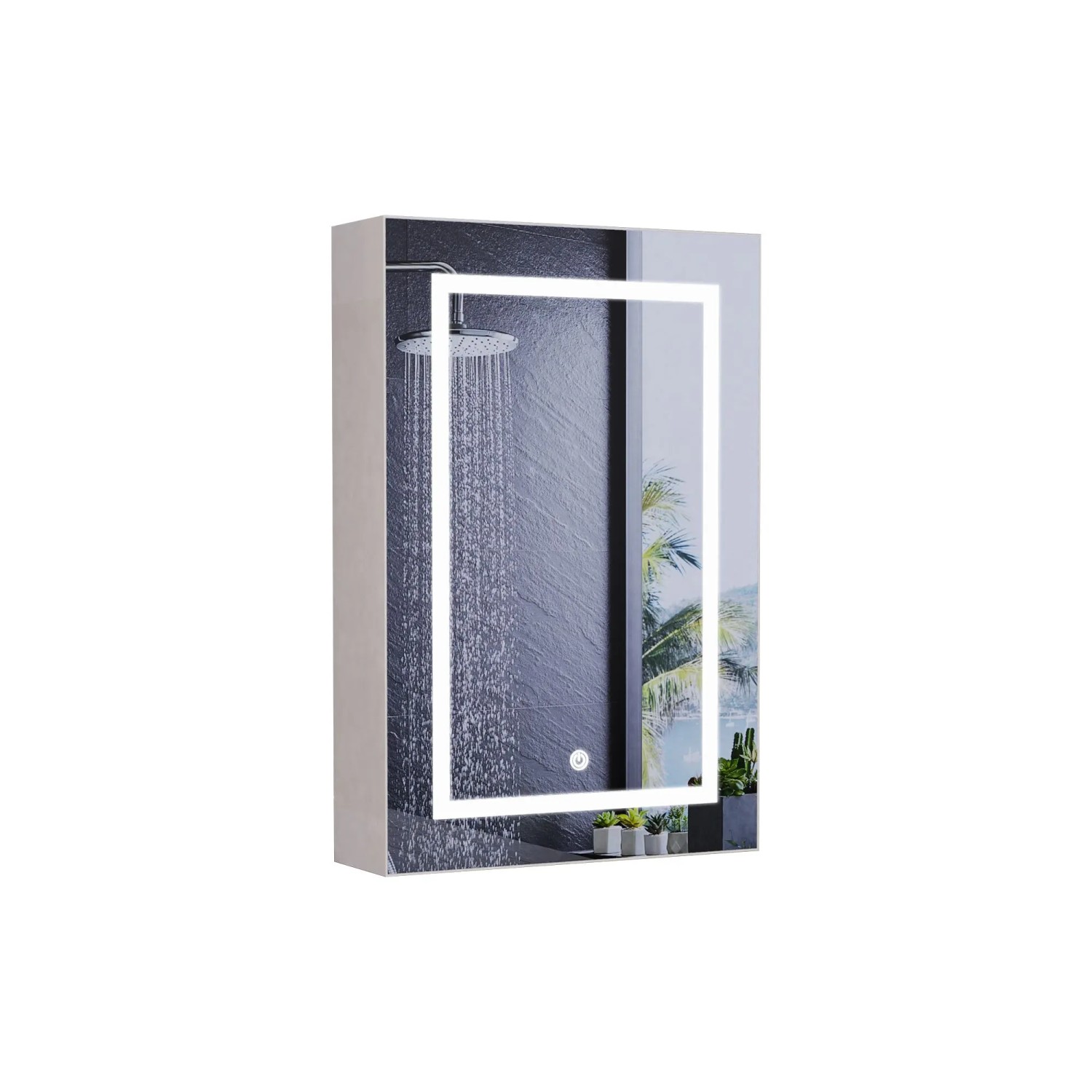 PXloue Badschrank Spiegelschrank mit Beleuchtung&Spiegel  3 Farbtemperatur  50x12x70cm