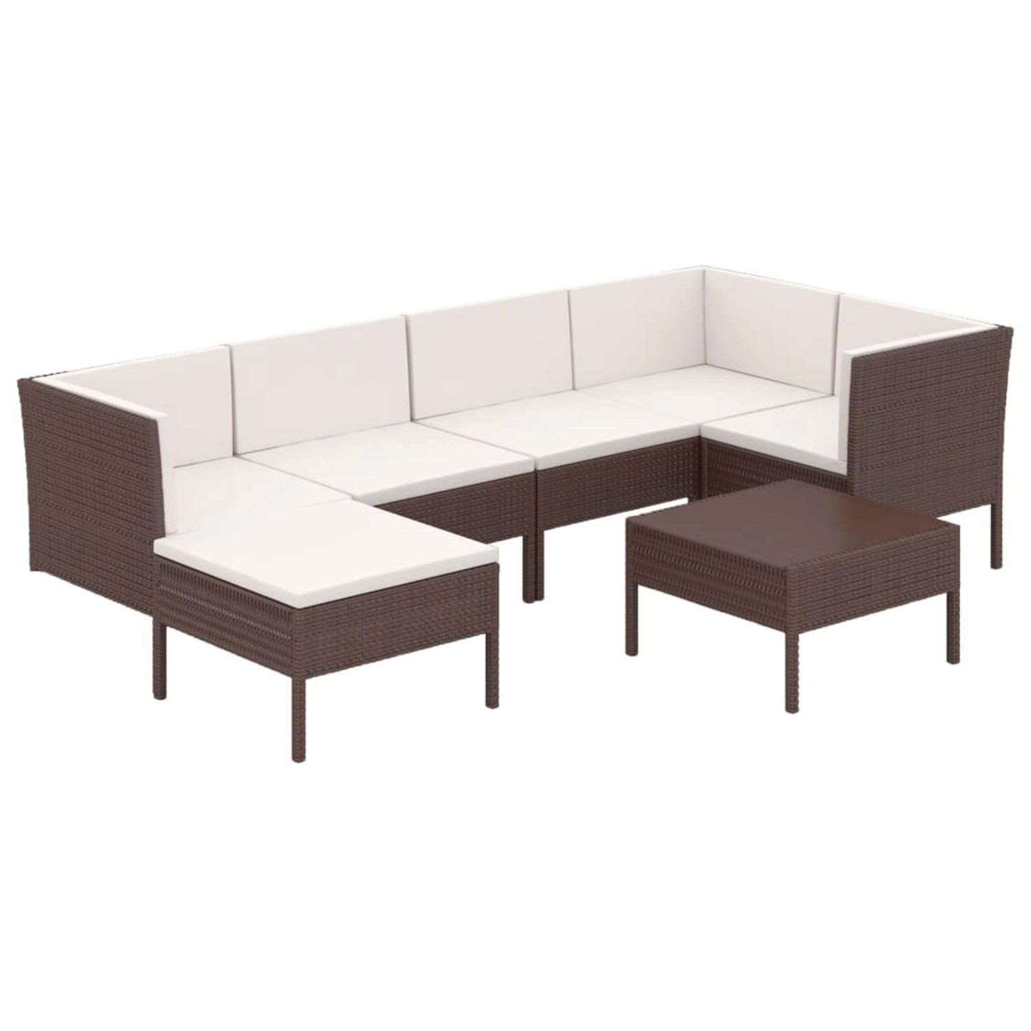 vidaXL 7-tlg Garten-Lounge-Set mit Auflagen Poly Rattan Braun Modell 6