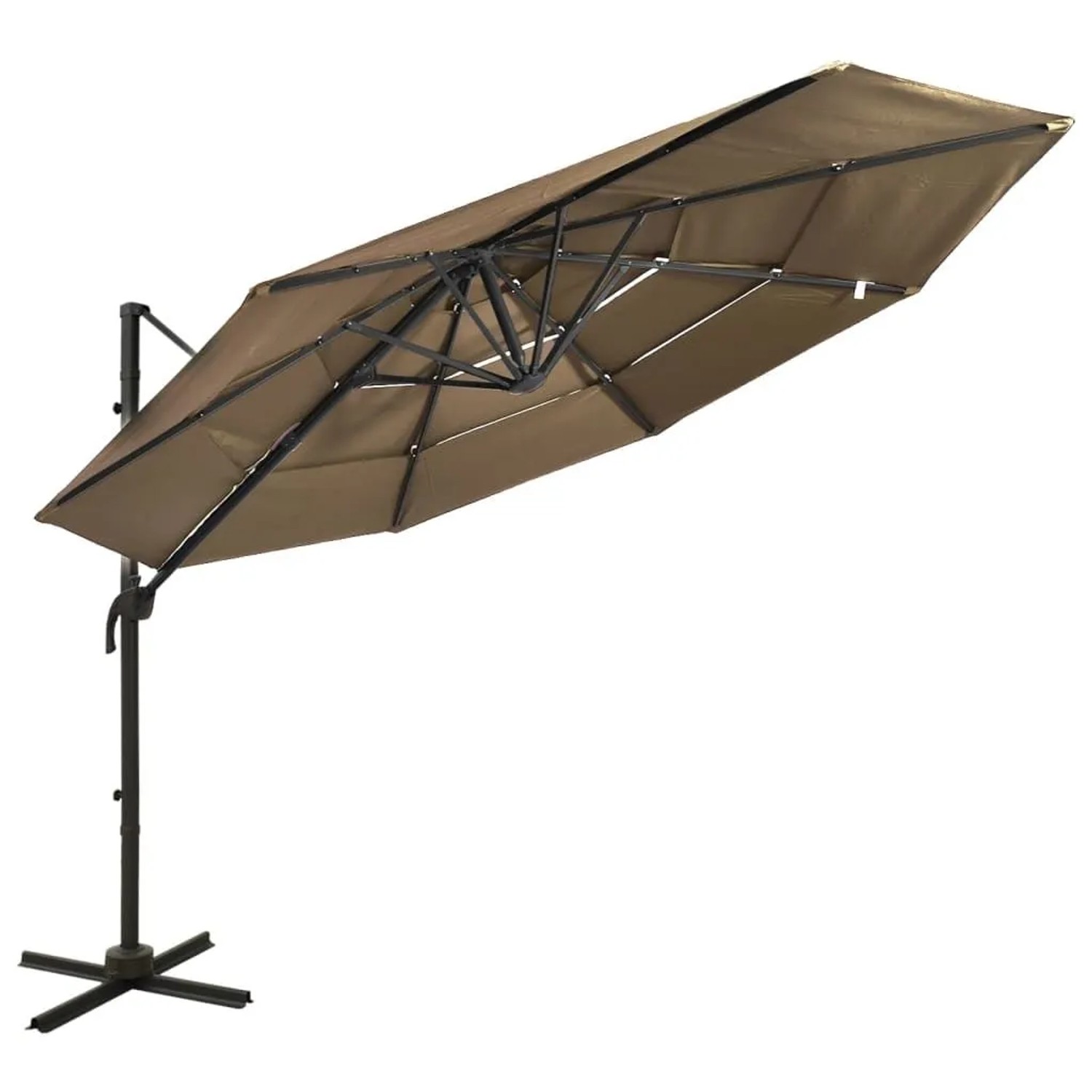 vidaXL Sonnenschirm mit Aluminium-Mast 4-Lagig Taupe 3x3 m 313831