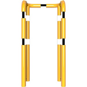 Schake Rammschutzbügel, gelb-schwarz, zum Einbetonieren, 750x1150 mm. Schutz für Baugeräte und mehr.