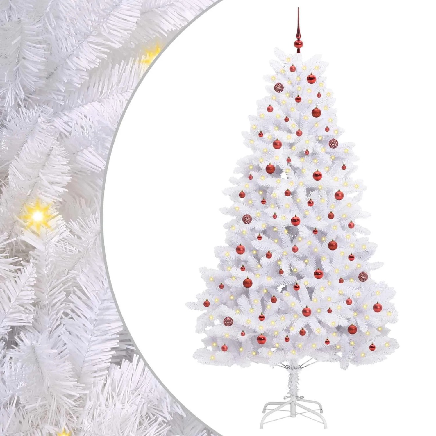 vidaXL Künstlicher Klappbarer Weihnachtsbaum Weiß 240 cm PVC und Stahl 3426612
