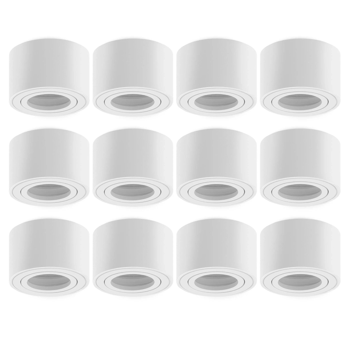 Oktaplex Lile S 12er Set Aufbaustrahler Weiß Leergehäuse ohne Leuchtmittel Schwenkbar 30° Flach 50 mm 230V Aufbauspot