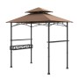 Costway Grillpavillon mit Doppeldach Seitenregalen Flaschenöffner Braun