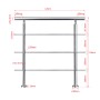 Technische Zeichnung: Edelstahl Geländer 120 cm mit 3 Querstäben, Maße für Treppen & Außenbereich Zubehör.