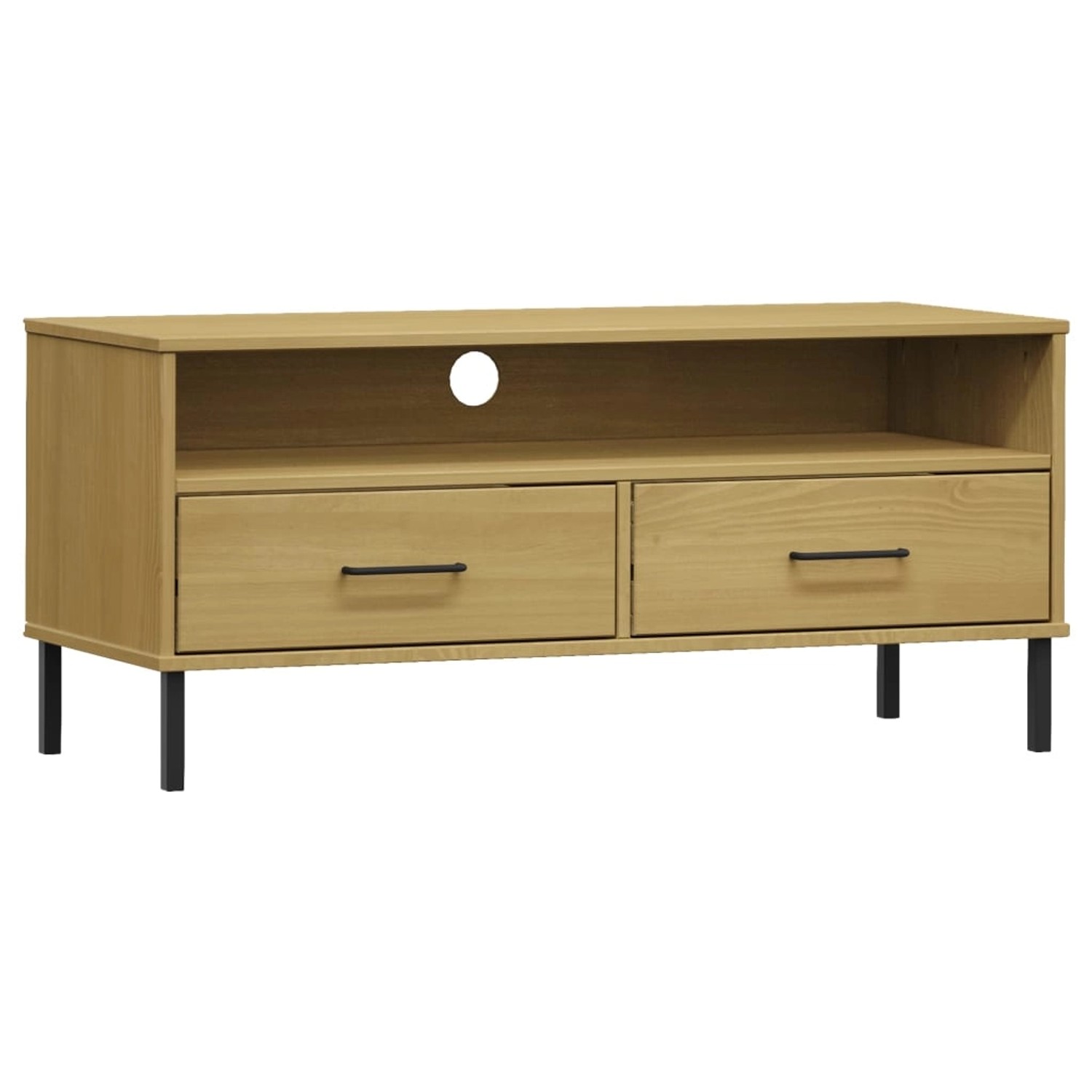 Vidaxl Tv-schrank Oslo Mit Metallbeinen Braun Massivholz Kiefer günstig online kaufen