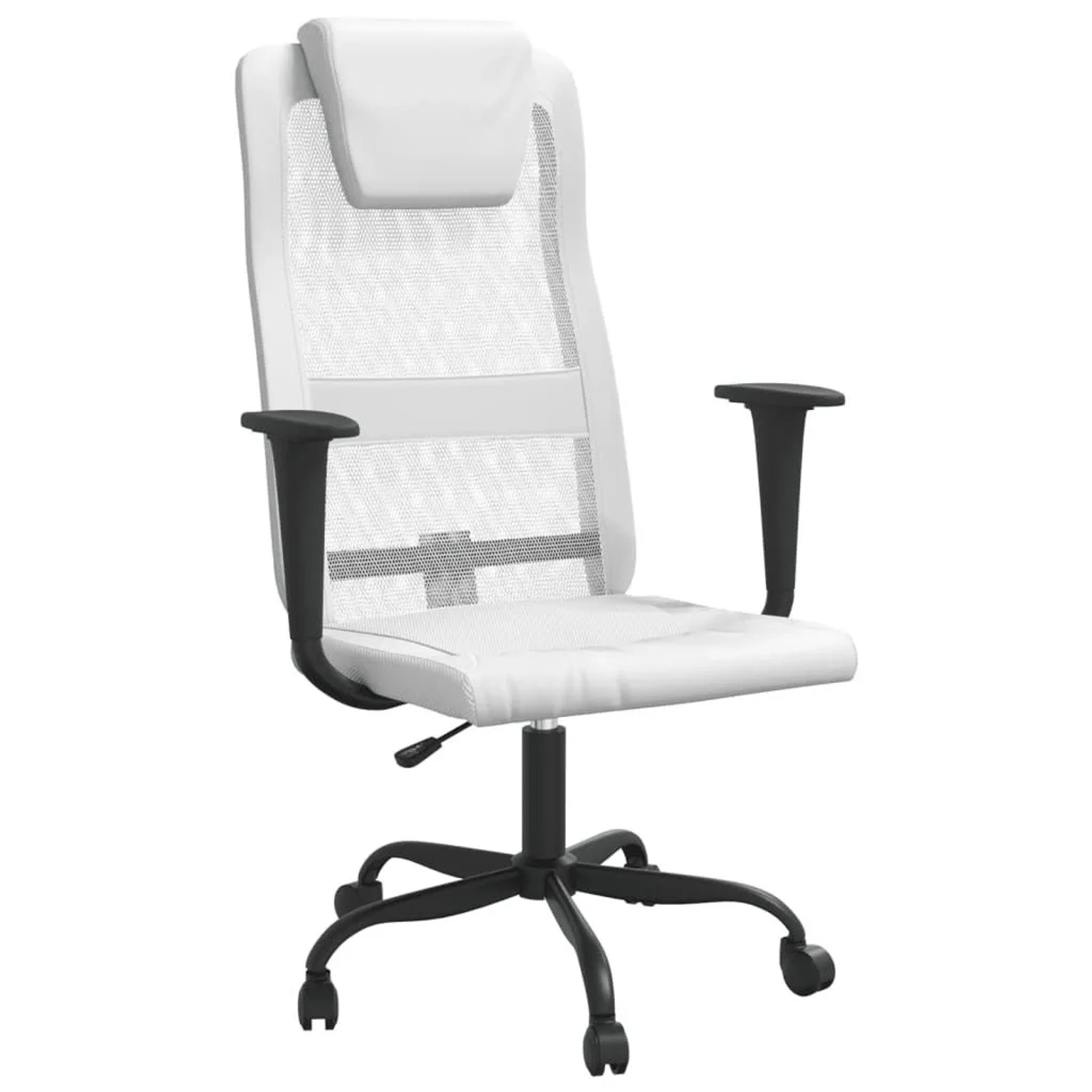 vidaXL Bürostuhl Höhenverstellbar Weiß Netzstoff und Kunstleder 353021 günstig online kaufen