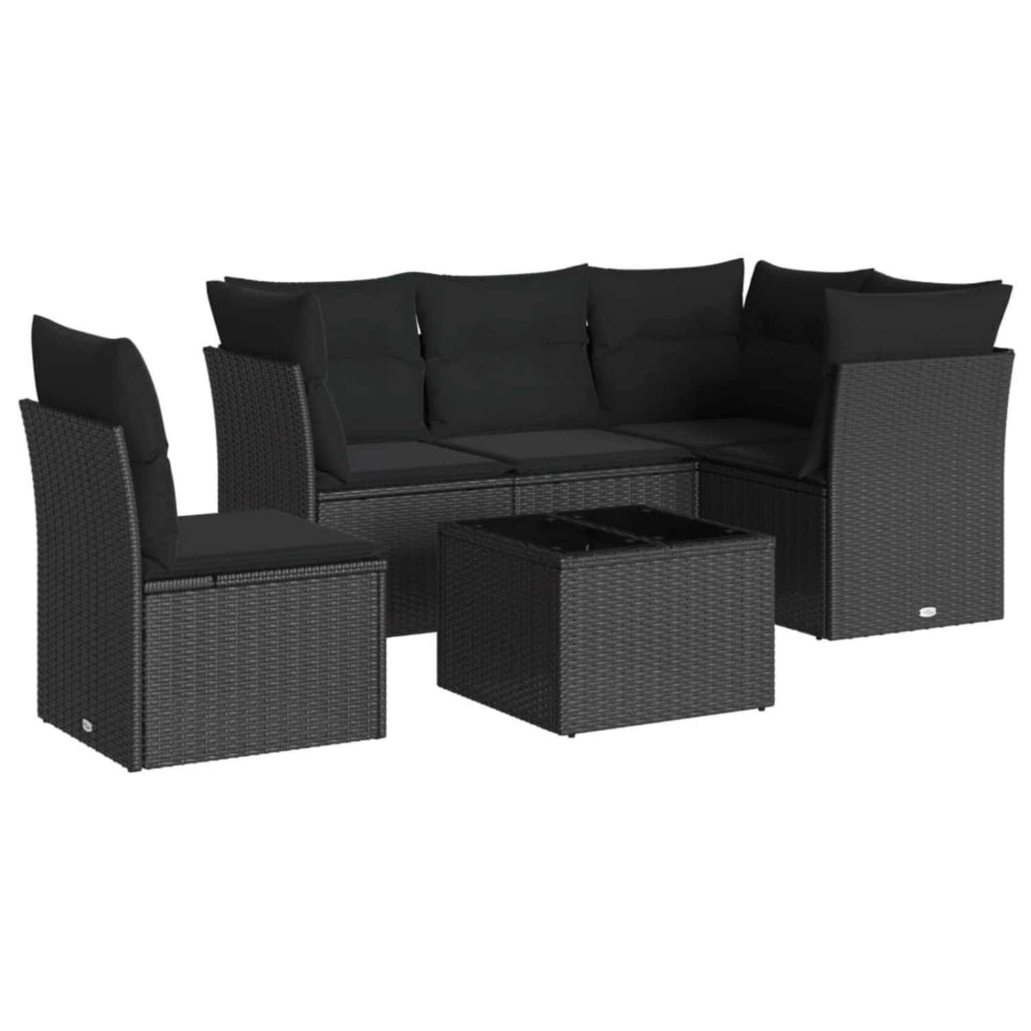 vidaXL 6-tlg Garten-Sofagarnitur mit Kissen Schwarz Poly Rattan Modell 78