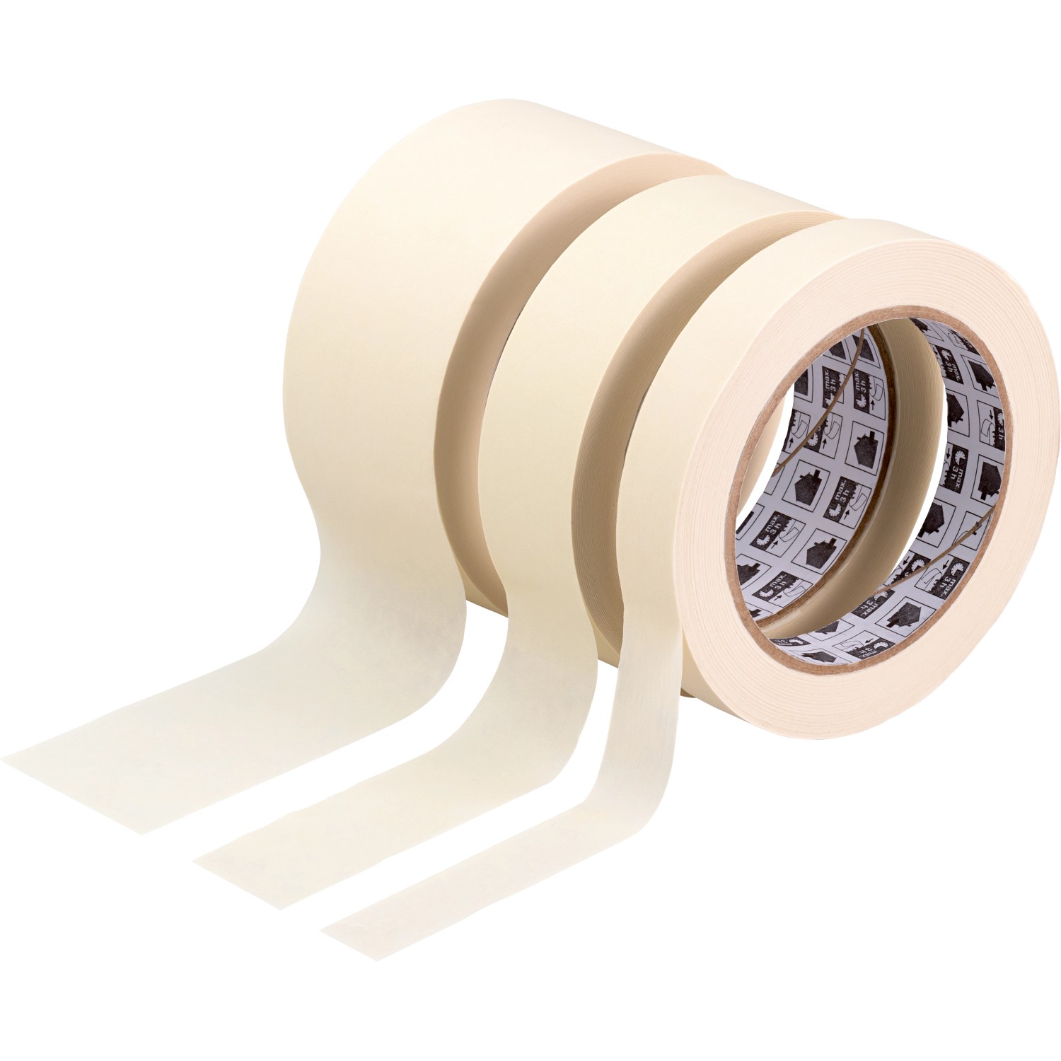 Flachkrepp Klebeband-Set Beige 3 x 50 m x 19/30/50 mm günstig online kaufen