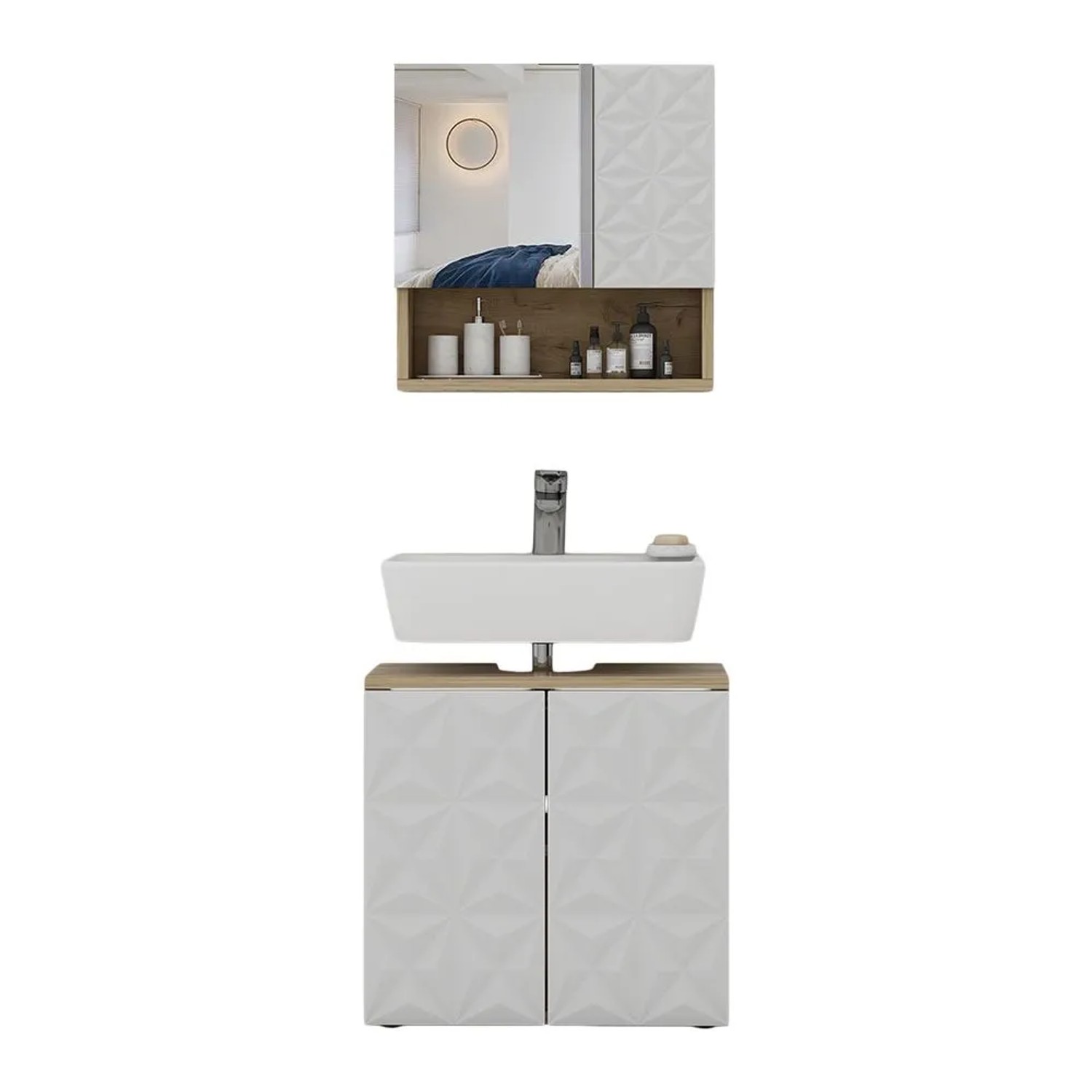 Vicco Badmöbel-Set Edge Weiß 60 x 57 2-teilig