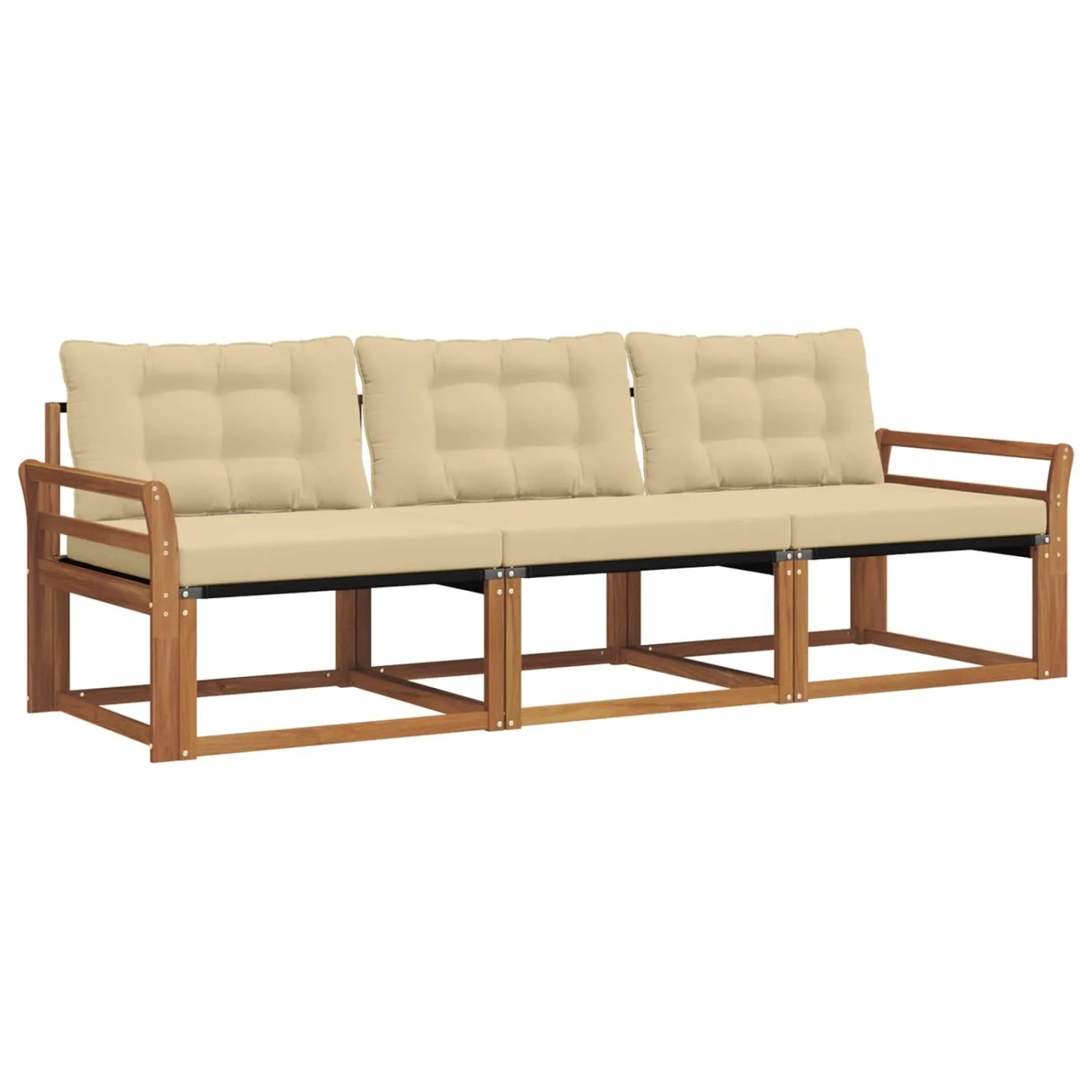 vidaXL Outdoor-Sofagarnitur mit Kissen 3-Tlg Natur und Beige 3369148