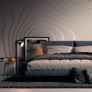 PROFHOME Fototapete 3D Beige/Elfenbein im Schlafzimmer mit geometrischem Design.