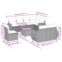Graue 9-teilige Garten-Sofagarnitur aus Polyrattan mit Kissen. Gartenmöbel für Terrasse und Garten.