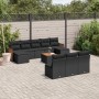 vidaXL 11-tlg. Garten-Sofagarnitur aus schwarzem Poly Rattan mit Kissen. Gartenmöbel-Set mit Tisch, Sesseln und Hockern.