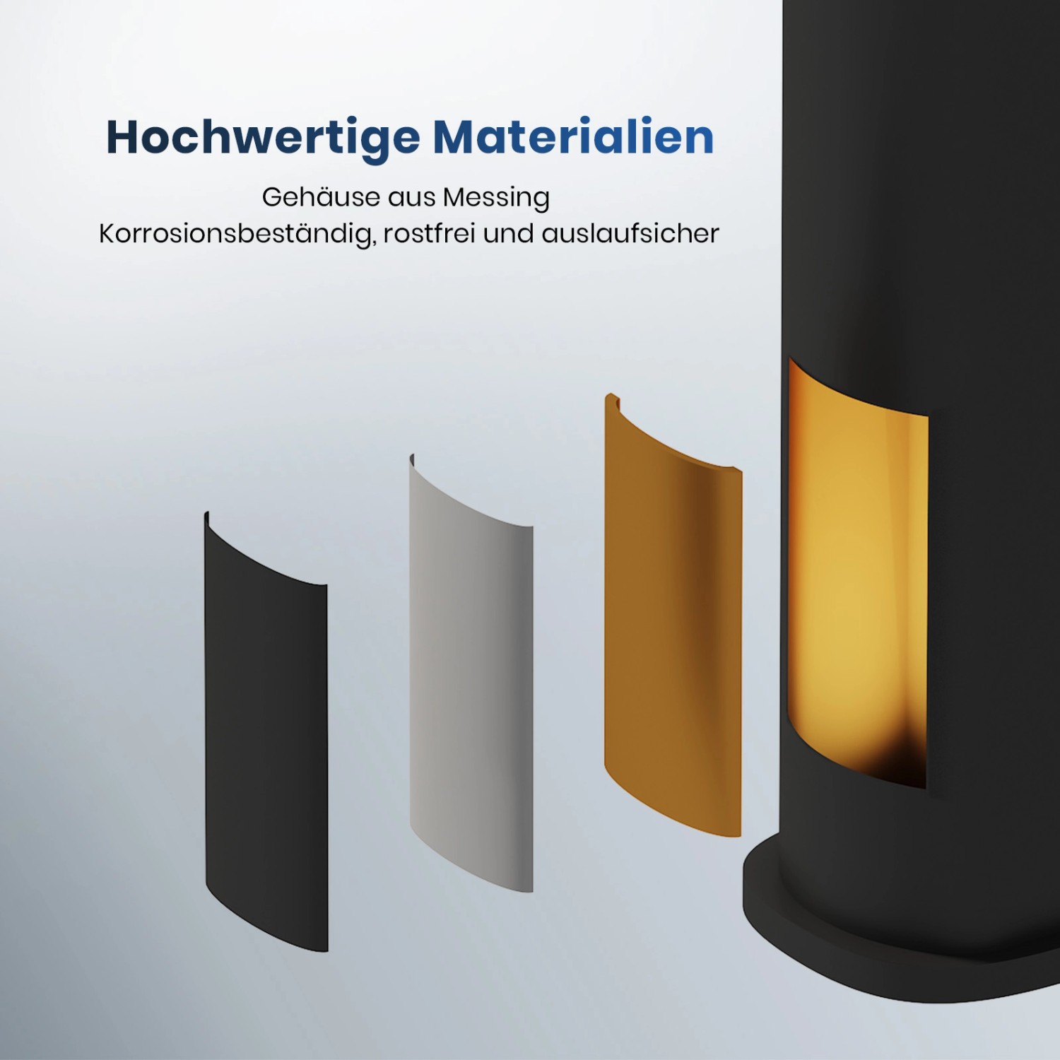 Emke Waschtischarmatur: Materialien (Edelstahl, Messing) für Badarmatur in Schwarz Matt.