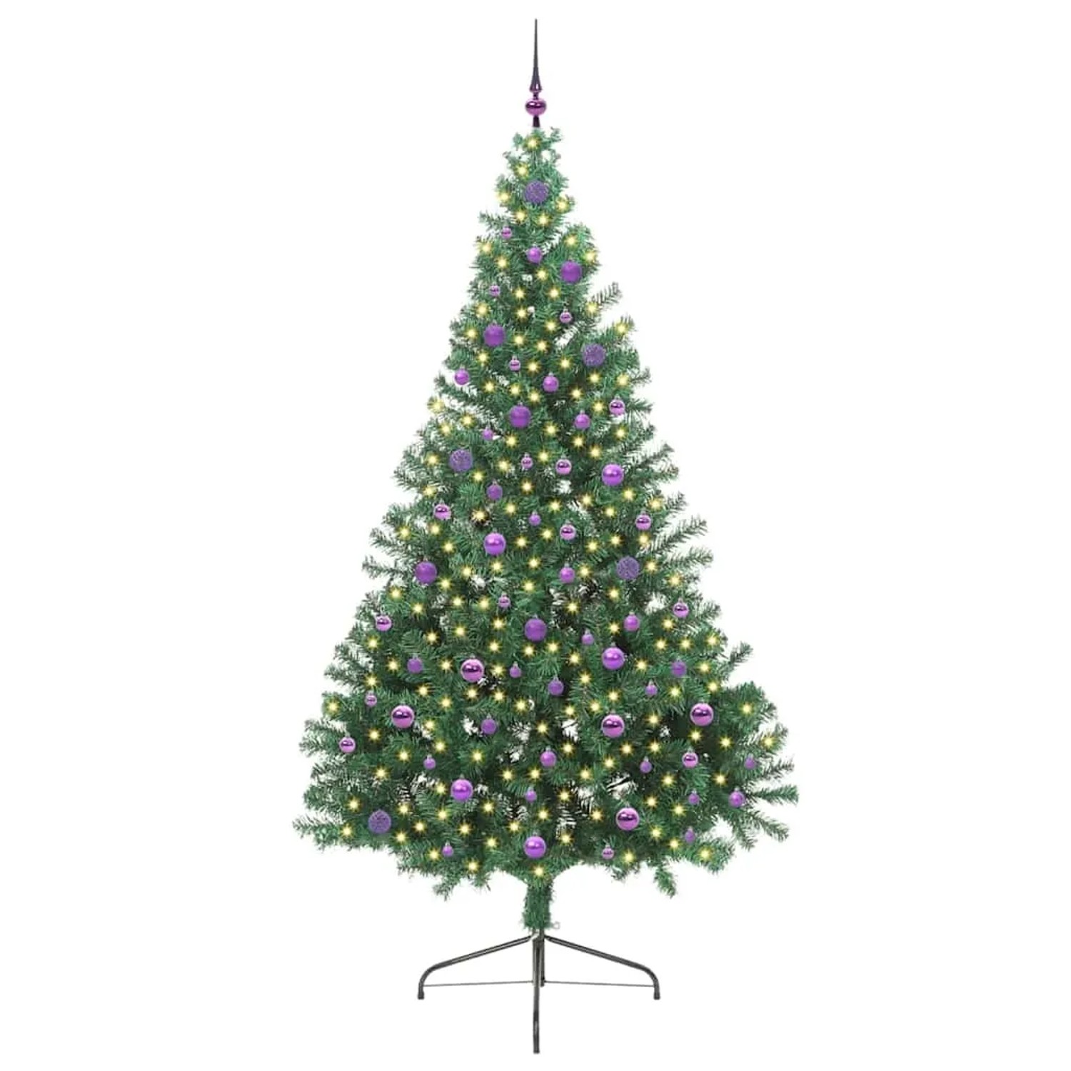 vidaXL Künstlicher Vorbeleuchteter Weihnachtsbaum Grün 240 cm PVC 3397043