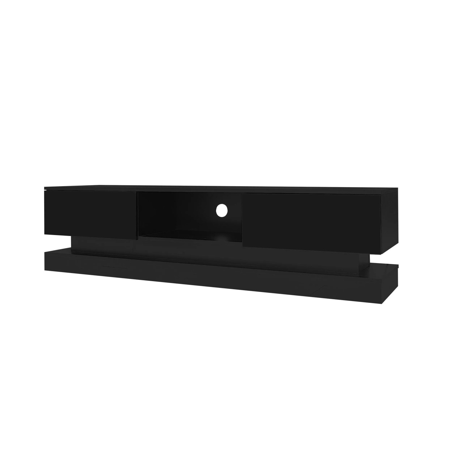 okwish TV Schrank mit LED Schubladen App Steuerung Anti Kipp 160x35x40.5cm Schwarz
