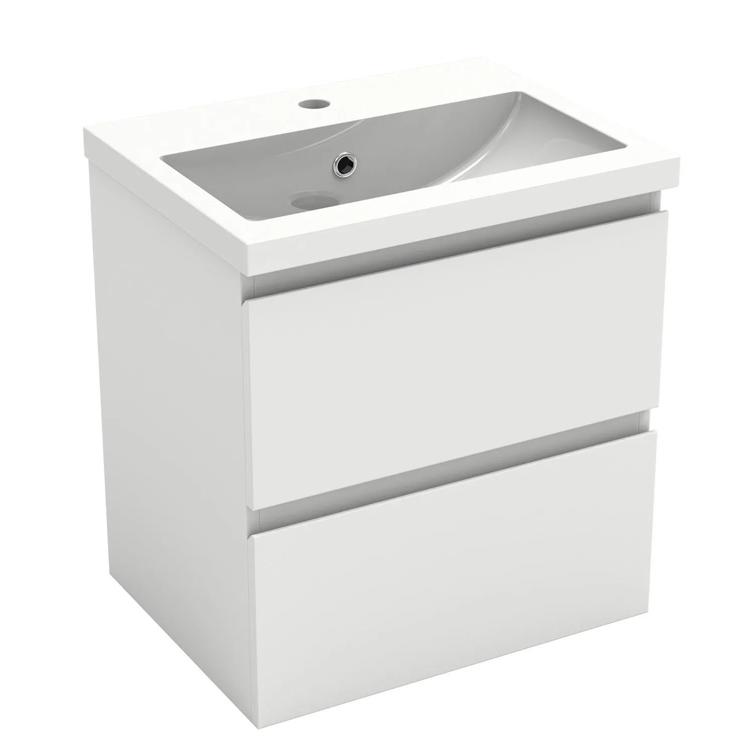 AICA Waschtisch mit Unterschrank 50 cm Aalst Badmöbel Set 2 tlg. Waschbecken mit Unterschrank Weiß Matt Softclose
