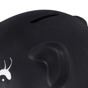 Relaxdays Sparschwein Keramik Schwarz Beschriftbar Abschließbar 14 cm x 17 cm x 13 cm 0,5 kg