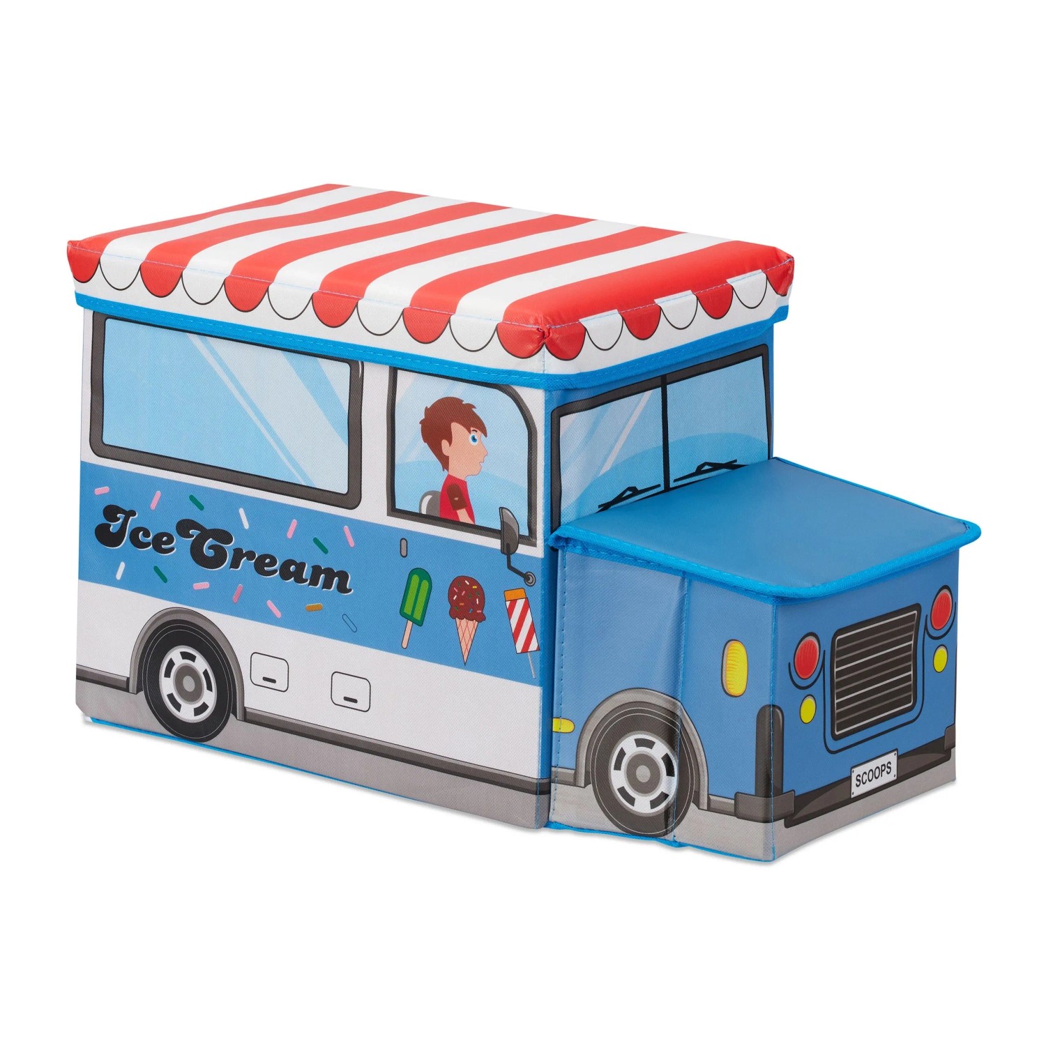 Relaxdays Sitzbox Polyester Mehrfarbig Icecream Faltbar Gepolstert 33 cm x 27 cm x 56 cm 1,5 kg