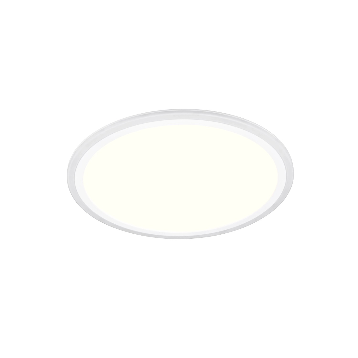 Weiße, runde Reality LED Deckenleuchte Cora, 42x42 cm. Moderne Lampe für Wohnraum und Büro.