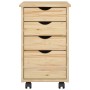vidaXL Rollschrank Mit Rad Braun 34 x 39 x 56 cm Massives Kiefernholz 42032388_4