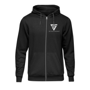 Schwarzer STAHLWERK Hoodie mit Reißverschluss, Größe XXXL, Arbeitskleidung.