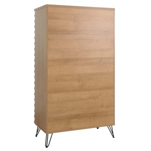 MCW Kommode M49 mit 5 Schubladen in Naturholzoptik und schwarzen Metallfüßen.
