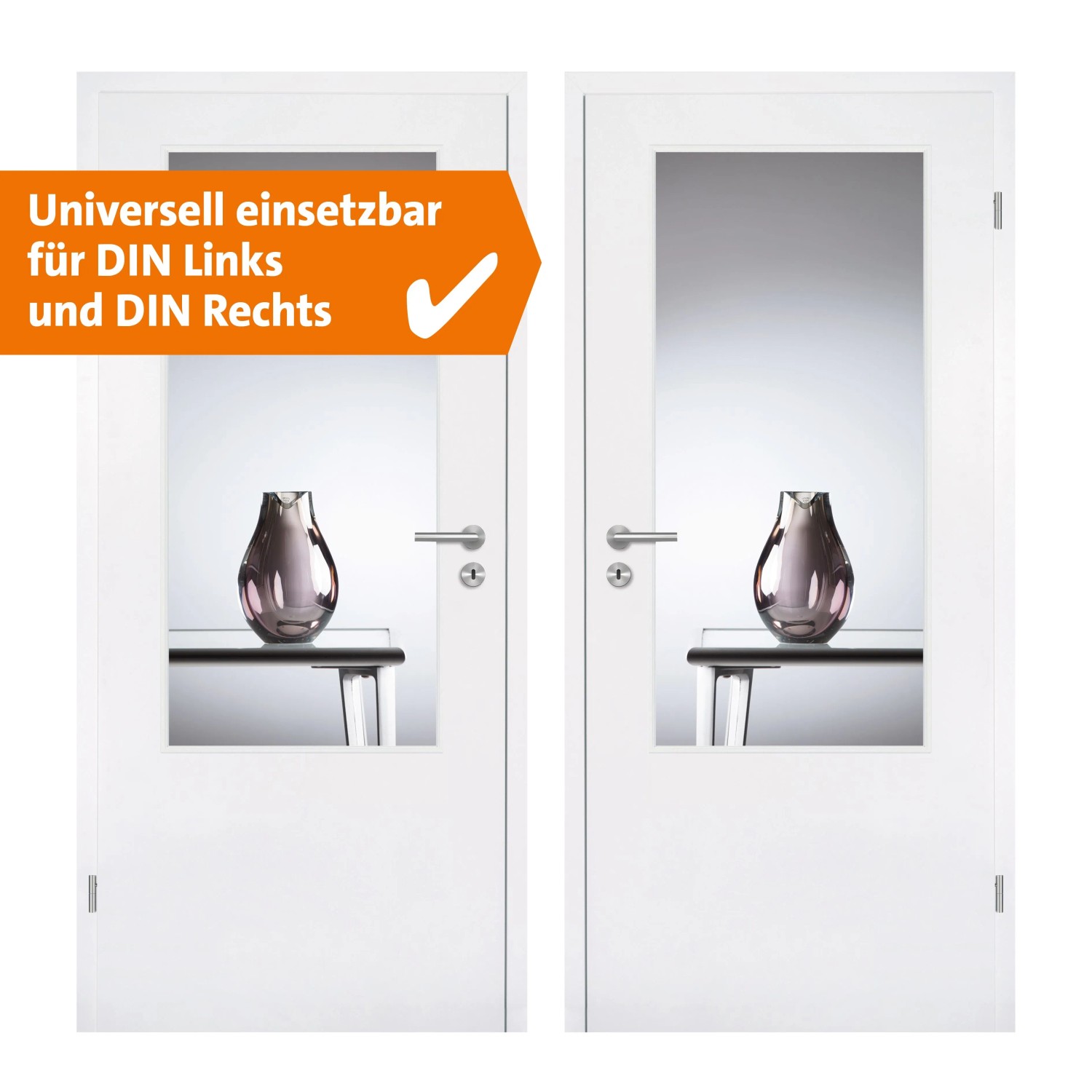 Zimmertür mit Skyscope Lichtausschnitt aus klarem ESG Glas, 53,5x154,5 cm.
