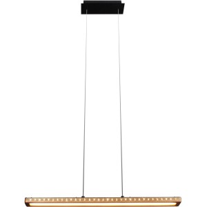 Luce Design LED-Pendelleuchte Solaris, 70x120cm, schwarz-Holz, dimmbar.