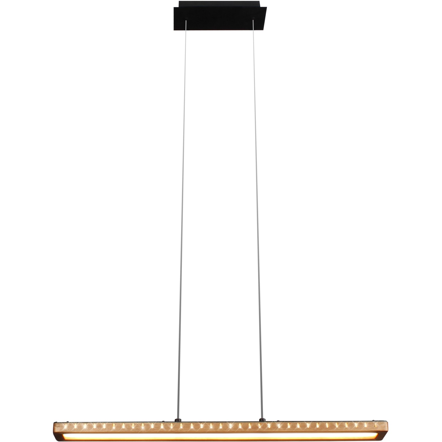 Luce Design LED-Pendelleuchte Solaris 1-flammig Schwarz-Holz 70 cm x 120 cm