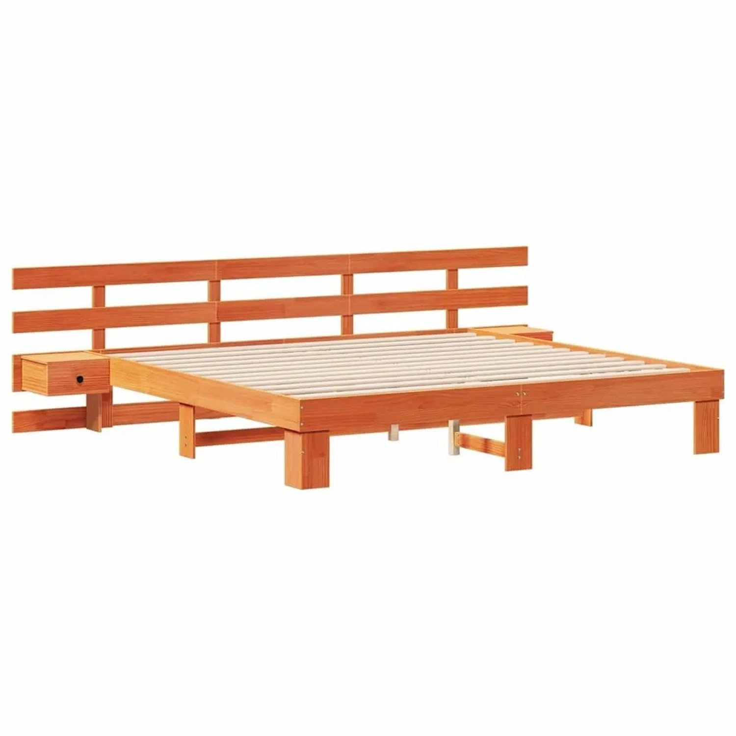 vidaXL Bettrahmen mit Kopfteil Braun 180 x 200 cm Massives Kiefernholz 3385681