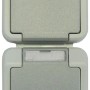 ASS AP/FR Feuchtraum-Steckdose, 2-fach, senkrecht, IP54, lichtgrau/dunkelgrau.