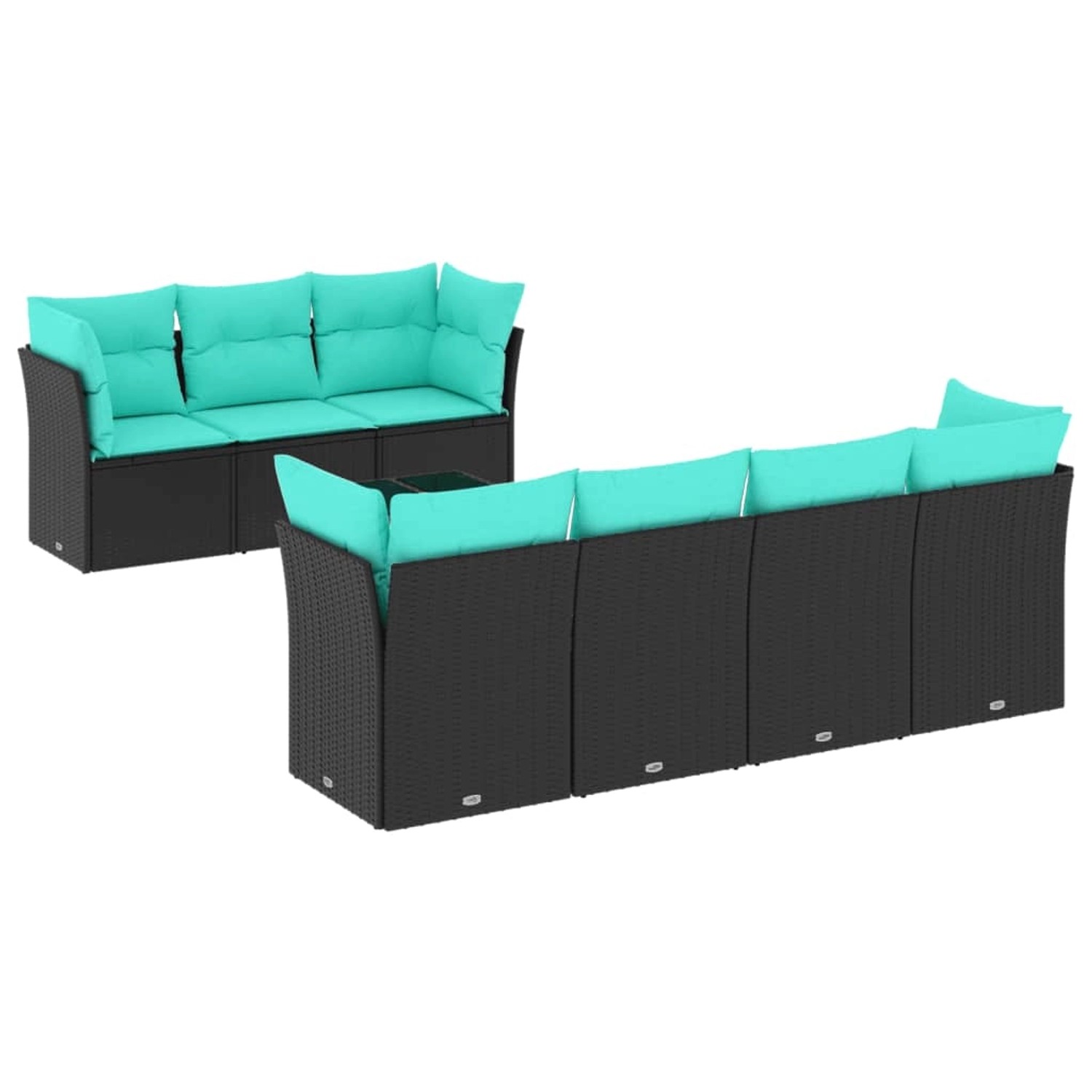 vidaXL 8-Tlg Garten-Sofagarnitur mit Kissen Schwarz Poly Rattan 3217277 günstig online kaufen