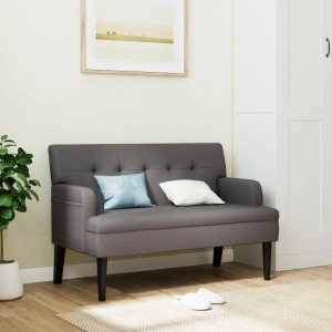 vidaXL Sitzbank mit Rückenlehne Grau 112x65,5x75 cm Kunstleder 372151