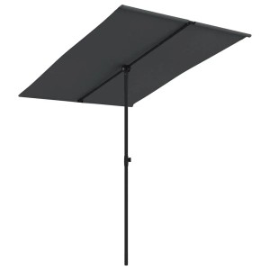Schwarzer vidaXL Sonnenschirm mit Aluminiummast, 2x1,5 m, rechteckig.
