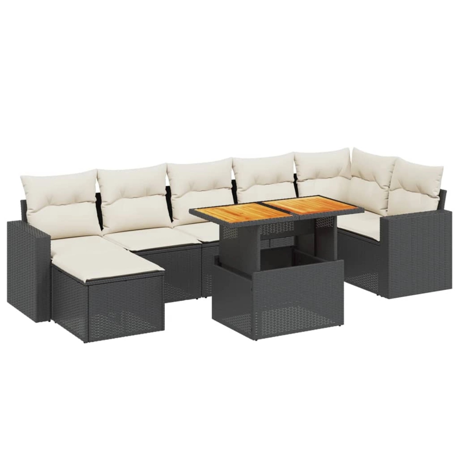 vidaXL 8-Tlg Garten-Sofagarnitur mit Kissen Schwarz Poly Rattan 3275597 günstig online kaufen