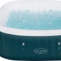 Bestway LAY-Z-SPA Ibiza AirJet Whirlpool, dunkelgrün, eckig, mit Pumpe und Wasser.