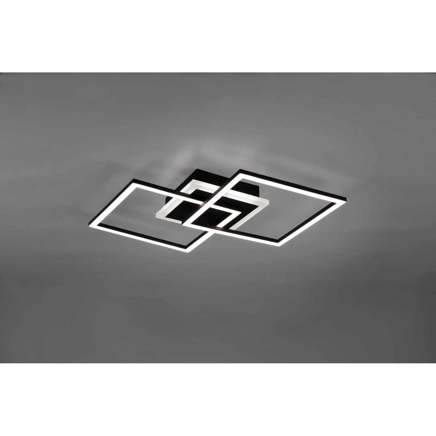Moderne Trio LED-Deckenleuchte Venida in Schwarz matt mit quadratischem Design.