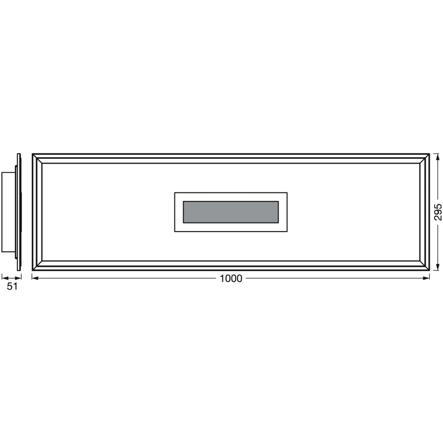 Ledvance Smart+ WiFi Panelleuchte Planon Plus 100x30cm, Maße der smarten LED Deckenleuchte.