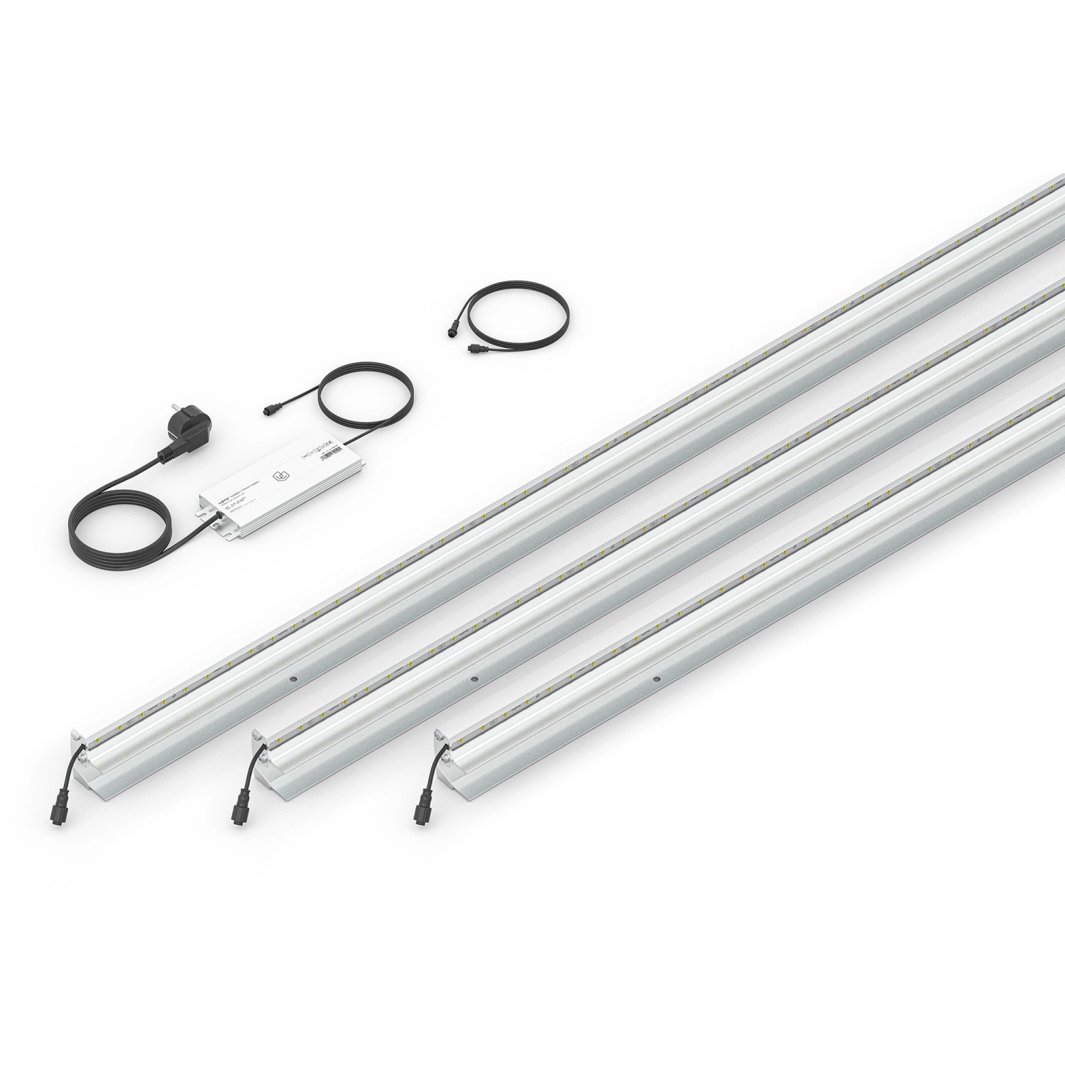 LyghtUp LED-Zaunbeleuchtung Set 3 x LED-Leiste 173,3 cm Netzteil Silber