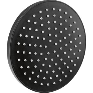 Schwarze, runde baliv Kopfbrause KBR-20.11 mit Antikalk-Noppen, Durchmesser 20 cm.