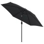 Schwarzer furnicato Sonnenschirm, 300 cm Durchmesser, mit Metallmast für Balkon und Garten.