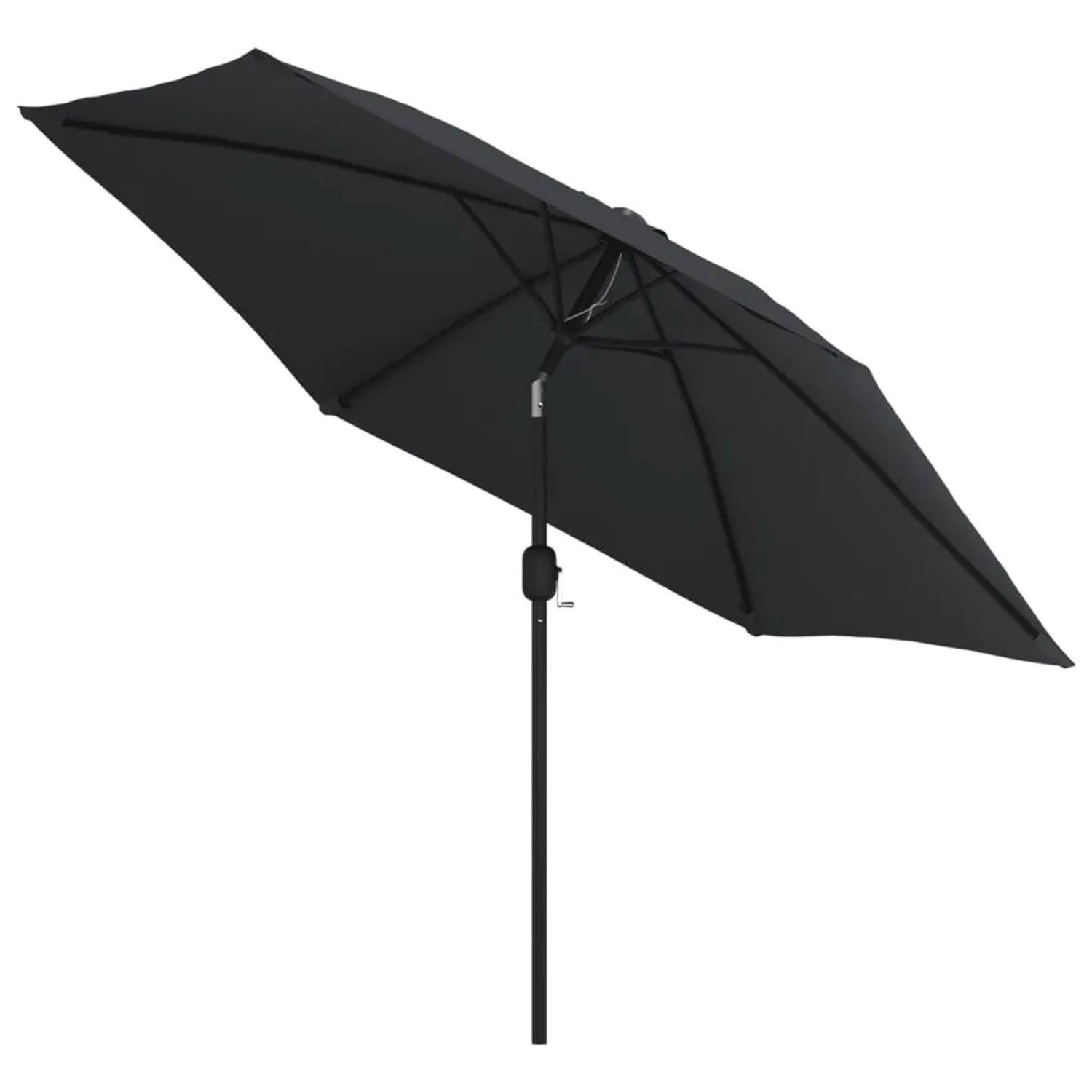 Schwarzer furnicato Sonnenschirm, 300 cm Durchmesser, mit Metallmast für Balkon und Garten.