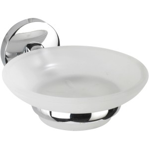 Wenko Seifenablage Cuba, Chrom/Weiß, zur Wandmontage, mit abnehmbarer Glas-Schale.